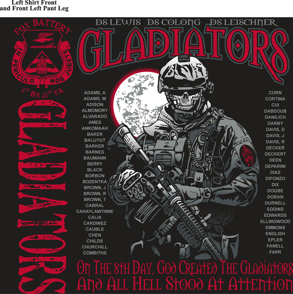 Platoon Shirts FOX 1st 31st GLADIATORS JUNE 2015