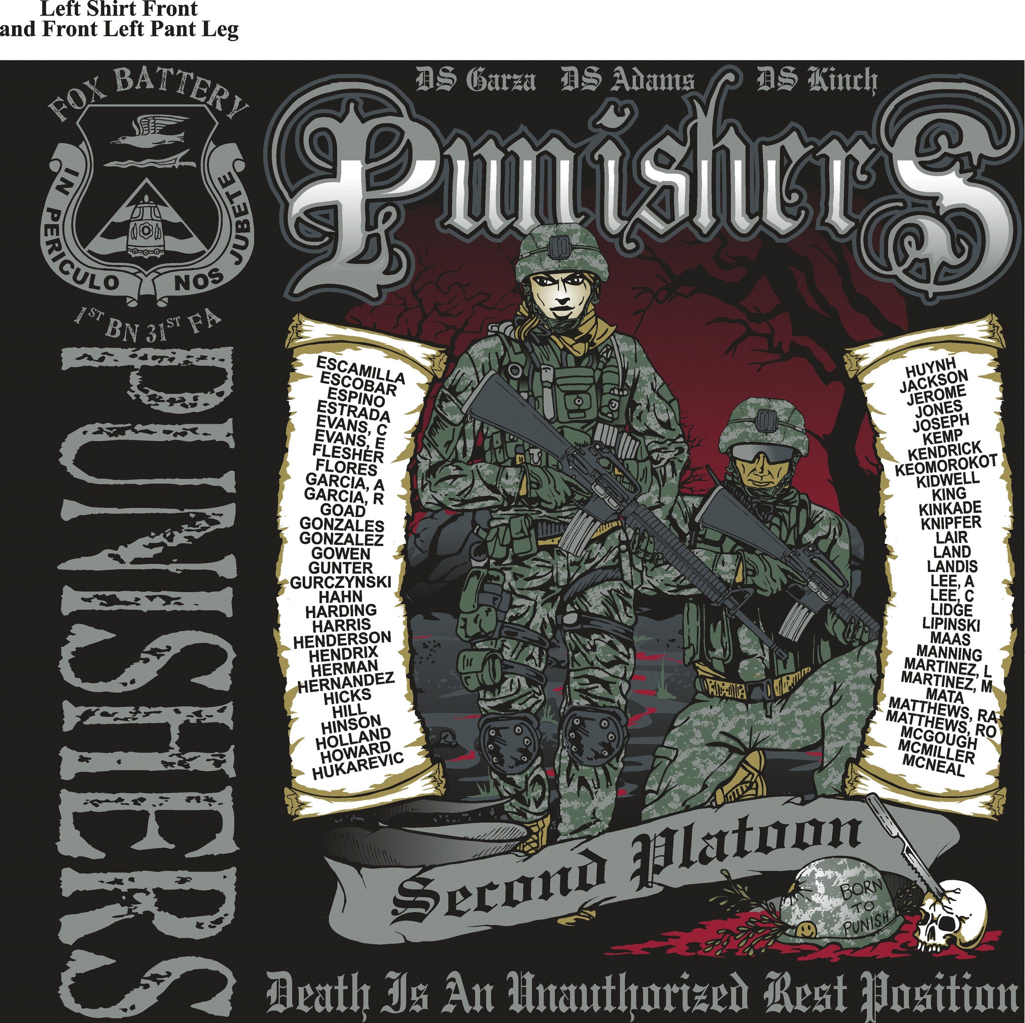 Platoon Shirts FOX 1st 31st PUNISHERS SEPT 2015
