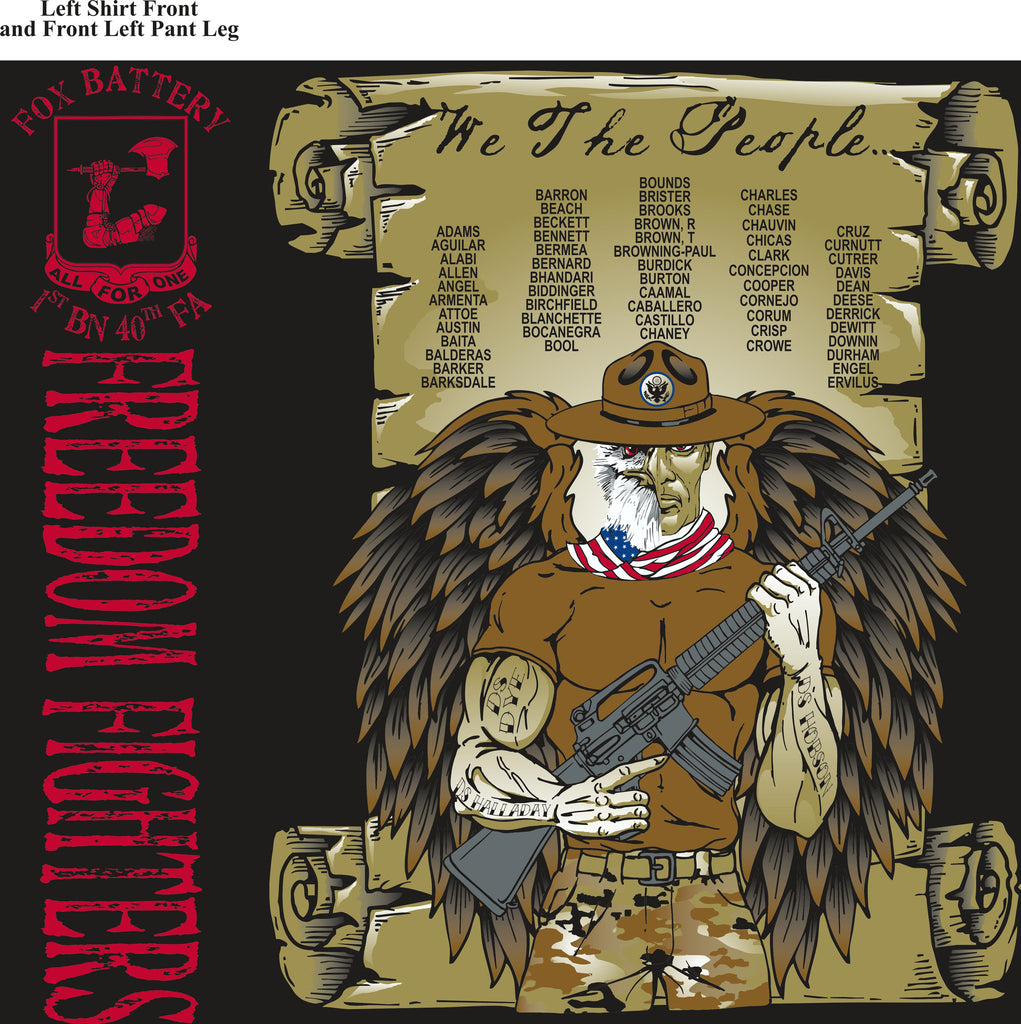 PLATOON SHIRTS (2nd generation print) FOX 1st 40th FREEDOM FIGHTERS AUG 2016