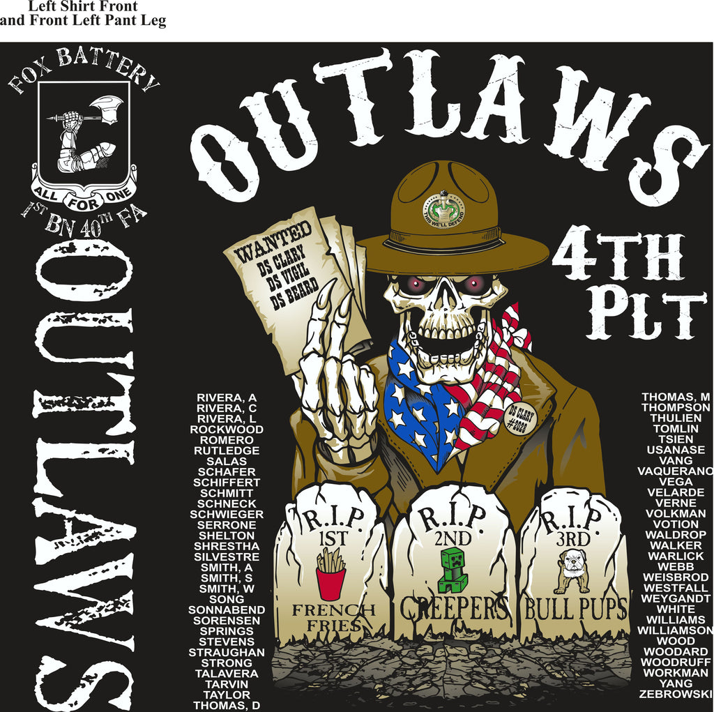 PLATOON SHIRTS (2nd generation print) FOX 1st 40th OUTLAWS AUG 2016