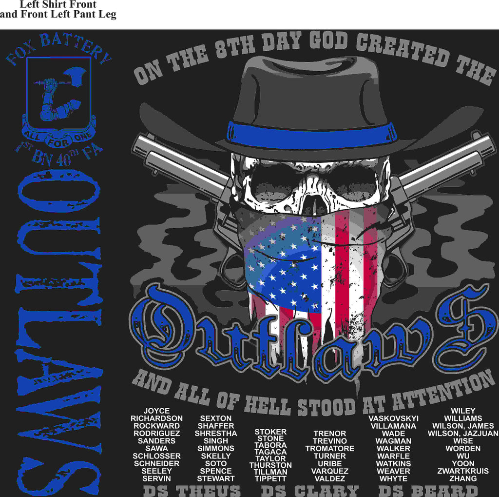 PLATOON SHIRTS (2nd generation print) FOX 1st 40th OUTLAWS MAY 2016