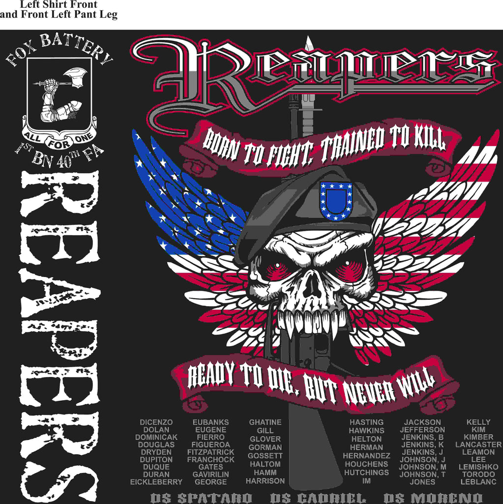 PLATOON SHIRTS (2nd generation print) FOX 1st 40th REAPERS MAY 2016