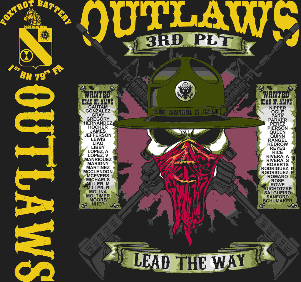 PLATOON SHIRTS (2nd generation print) FOX 1st 79th OUTLAWS MAR 2016