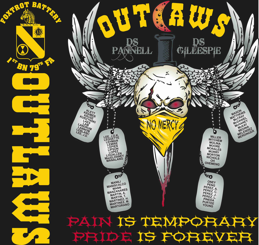 Platoon Shirts FOX 1st 79th OUTLAWS SEPT 2015