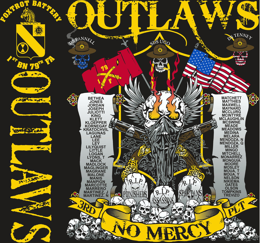 PLATOON SHIRTS (2nd generation print) FOX 1st 79th OUTLAWS SEPT 2016