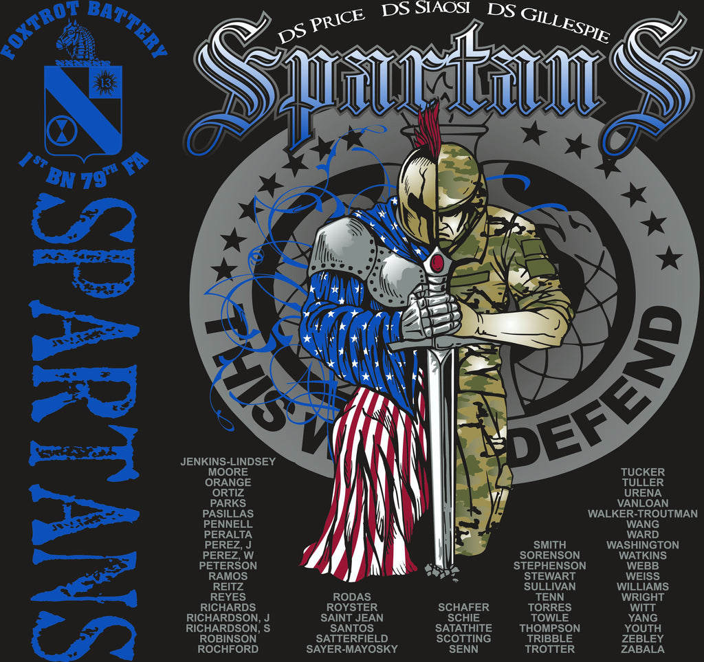 PLATOON SHIRTS (2nd generation print) FOX 1st 79th SPARTANS SEPT 2016