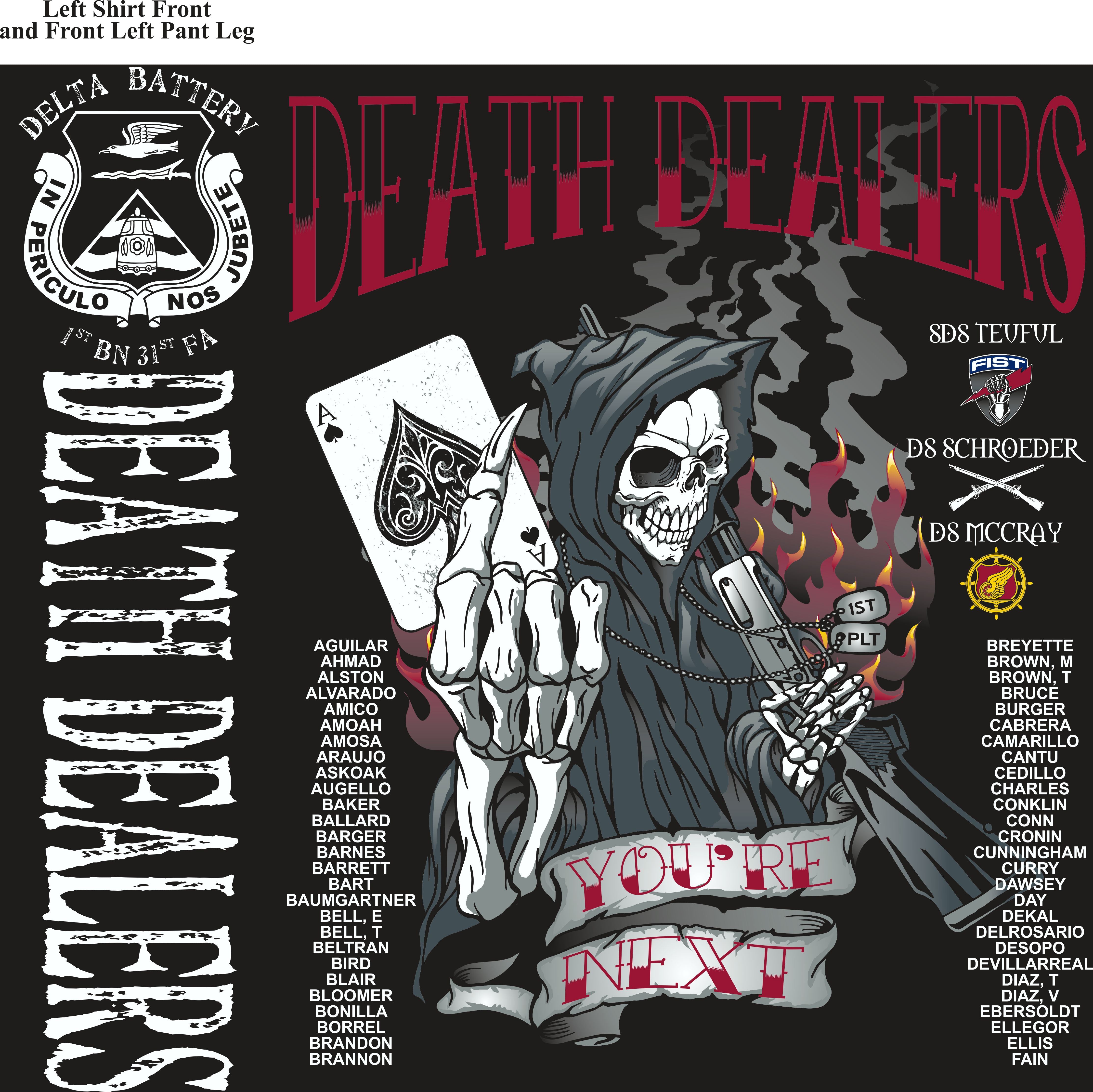 Platoon Shirts (2nd generation print) DELTA 1ST 31ST DEATH DEALERS DEC 2017