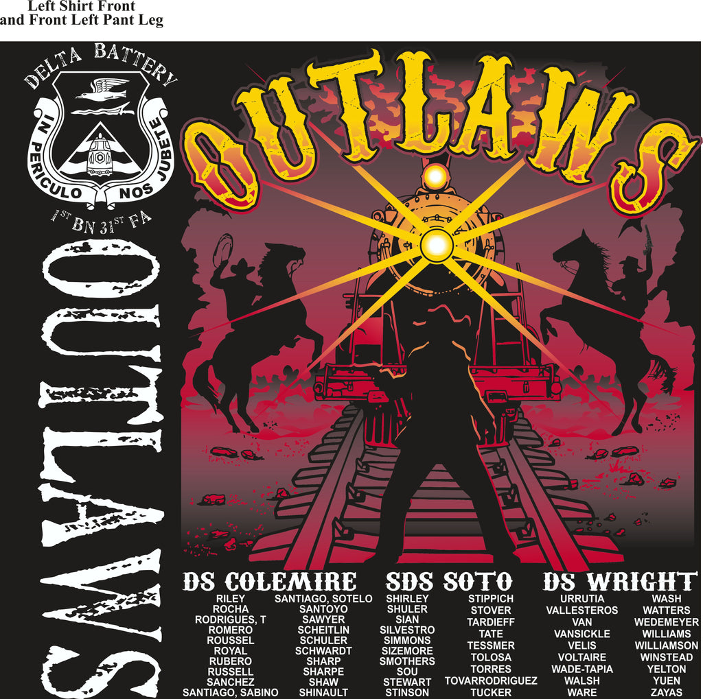 Platoon Shirts (2nd generation print) DELTA 1ST 31ST OUTLAWS DEC 2017
