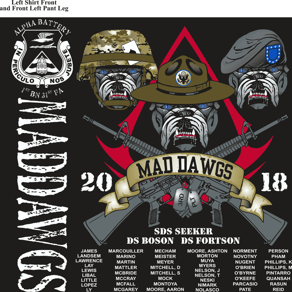 Platoon Shirts (2nd generation print ) ALPHA 1ST 31ST MAD DAWGS MAR 2018