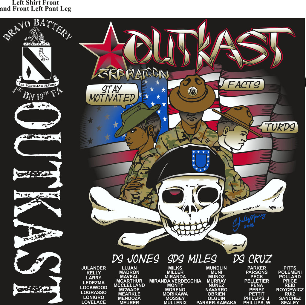 Platoon Shirts (2nd generation print) BRAVO 1ST 19TH OUTKAST MAR 2018